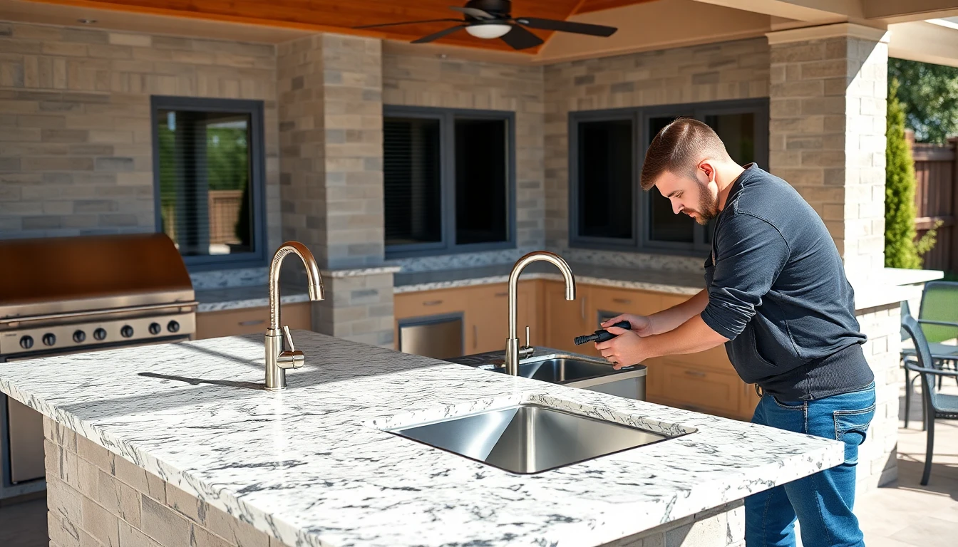 Outdoor Kitchen Island Installation